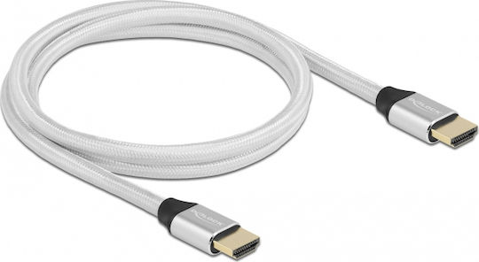 DeLock Braided Cable HDMI male - HDMI male 1m Ασημί 85366 - Image 2