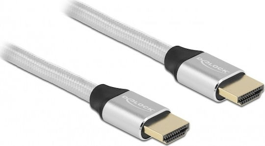 DeLock Braided Cable HDMI male - HDMI male 1m Ασημί 85366