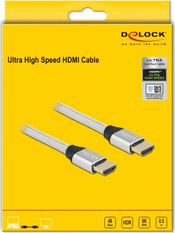 DeLock Braided Cable HDMI male - HDMI male 0.5m Ασημί 85365 - Image 3
