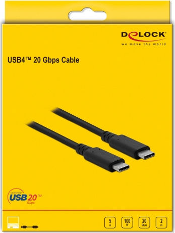DeLock USB 2.0 Cable USB-C male - USB-C 100W Μαύρο 2m (86980) - Image 3