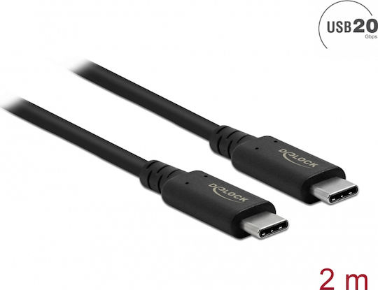 DeLock USB 2.0 Cable USB-C male - USB-C 100W Μαύρο 2m (86980) - Image 2