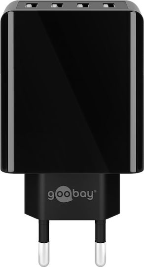 Goobay 4x USB-A Wall Adapter 30W Μαύρο (44953)