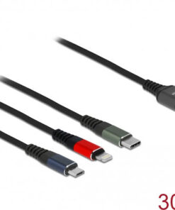 Alternative view of DeLock Regular USB to Lightning / Type-C / micro USB Cable Μαύρο 0.3m (87236)