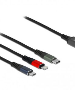 Alternative view of DeLock Regular USB to Lightning / Type-C / micro USB Cable Μαύρο 1m (87277)