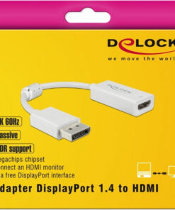 Alternative view of DeLock Μετατροπέας DisplayPort male σε HDMI female Λευκό 1τμχ 63936