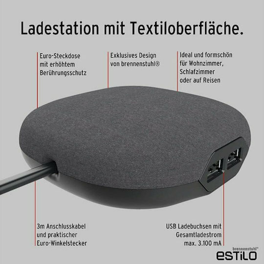 Brennenstuhl Βάση Φόρτισης με 2 Θύρες USB-A σε Γκρι χρώμα (1150020010) - Image 10