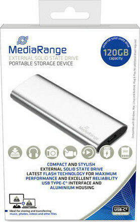 MediaRange USB 3.2 / USB-C Εξωτερικός SSD 120GB M.2 Ασημί - Image 2