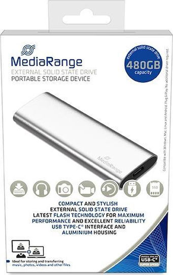 MediaRange USB 3.2 / USB-C Εξωτερικός SSD 480GB M.2 Ασημί - Image 2