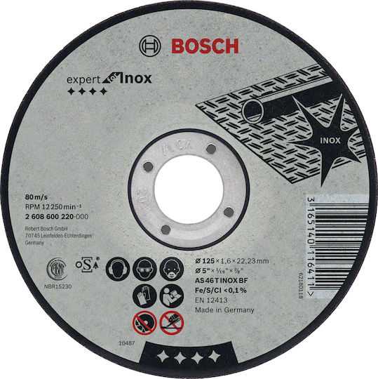 Bosch Δίσκος Κοπής Μετάλλου 125mm 2608600549