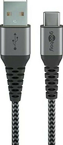 Goobay Braided USB 2.0 Cable USB-C male - USB-A 60W Γκρι 1m 49296