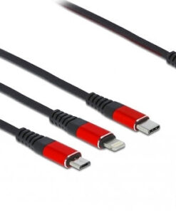 Alternative view of DeLock Regular USB to Lightning / Type-C / micro USB Cable Μαύρο 0.3m (86710)