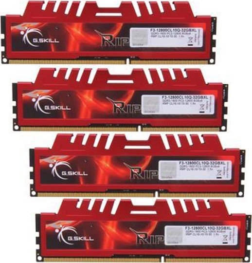 G.Skill RipjawsX DDR3 32GB RAM με 4x8GB Modules και Ταχύτητα 1600 για Desktop F3-12800CL10Q-32GBXL - Image 5