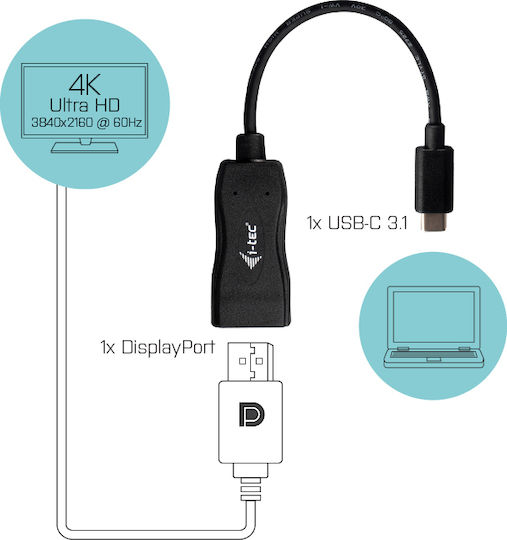 i-tec Μετατροπέας USB-C male σε DisplayPort female 1τμχ C31DP - Image 6