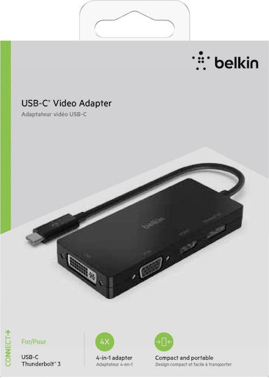 Belkin Μετατροπέας USB-C male σε DVI-I / DisplayPort / HDMI / VGA female 1τμχ AVC003btBK - Image 4