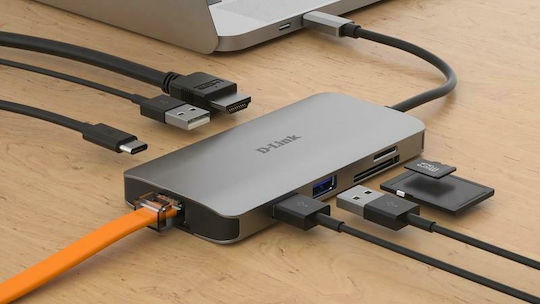 D-Link USB-C Docking Station με HDMI 4K PD Ethernet Ασημί (DUB-M810) - Image 5