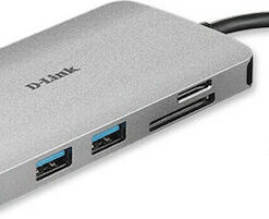 D-Link USB-C Docking Station με HDMI 4K PD Ethernet Ασημί (DUB-M810)