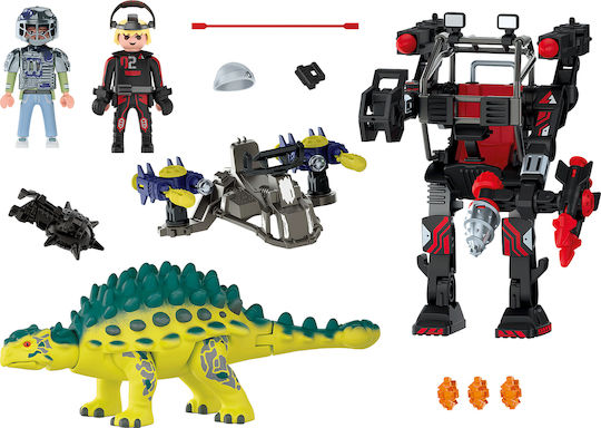 Playmobil Dino Rise Αγκυλόσαυρος με Μαχητή εναντίον Ρομπότ για 5-10 ετών 70626 - Image 3
