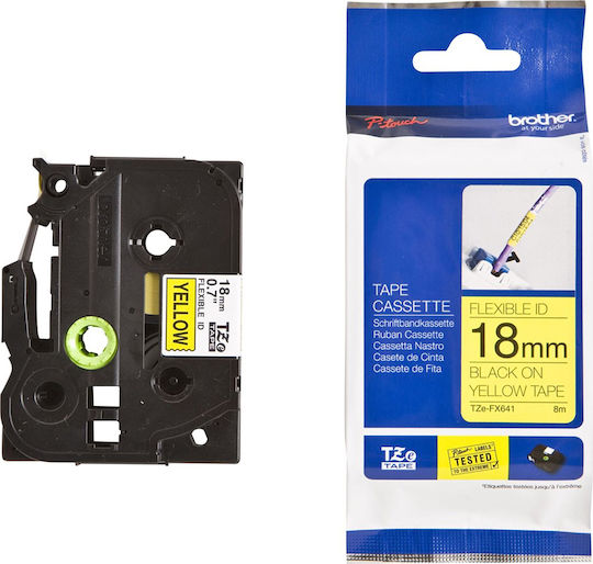 Brother TZE-FX641 Ταινία Ετικετογράφου 8m x 18mm σε Κίτρινο Χρώμα TZE-FX641