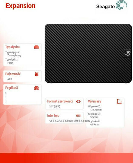 Seagate Expansion Desktop USB 3.0 Εξωτερικός HDD 4TB 3.5" Μαύρο - Image 4
