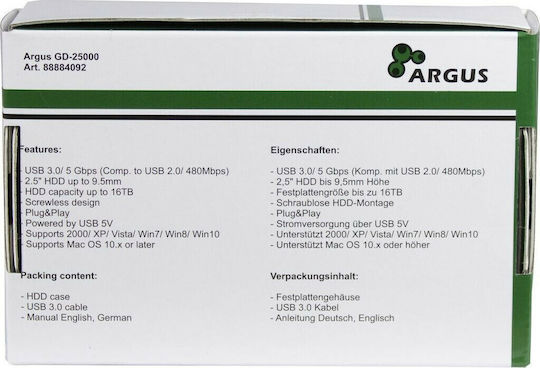 Inter-Tech Argus GD-25000 Θήκη για Σκληρό Δίσκο 2.5" SATA III με σύνδεση USB 3.0 σε Διάφανο χρώμα 88884092 - Image 3