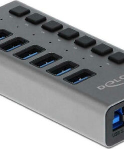 DeLock USB 3.0 Hub 7 Θυρών με σύνδεση USB-A & Θύρα Φόρτισης και Εξωτερική Παροχή Ρεύματος (63669)