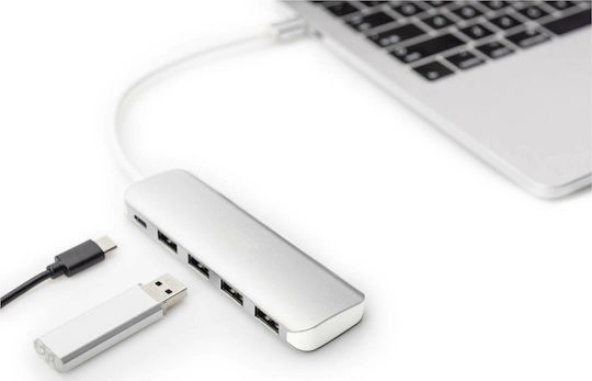 Digitus USB 3.0 Hub 5 Θυρών με σύνδεση USB-C & Θύρα Φόρτισης Ασημί (DA-70242-1) - Image 5