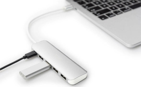Digitus USB 3.0 Hub 5 Θυρών με σύνδεση USB-C & Θύρα Φόρτισης Ασημί (DA-70242-1) - Image 6