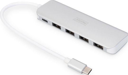 Digitus USB 3.0 Hub 5 Θυρών με σύνδεση USB-C & Θύρα Φόρτισης Ασημί (DA-70242-1) - Image 3