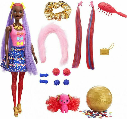 Barbie Hair Swaps Glittery Blue Κούκλα Color Reveal για 3+ Ετών HBG40 - Image 8