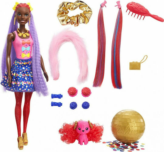 Barbie Hair Swaps Glittery Blue Κούκλα Color Reveal για 3+ Ετών HBG40 - Image 2