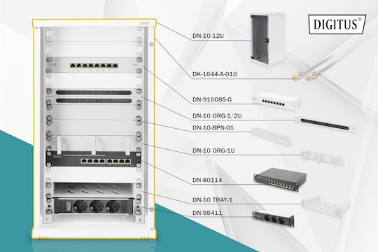 Digitus Επιδαπέδια Καμπίνα Rack 12U 34x65.9x35cm Γκρι DN-10-SET-3