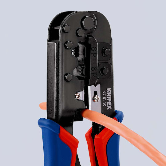 Knipex Πρέσα Ακροδεκτών Δικτύου RJ12, RJ11, RJ45 με Απογυμνωτή & Μηχανισμό Καστάνιας (Μήκος 190mm) 97 51 10 SB - Image 9