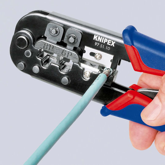Knipex Πρέσα Ακροδεκτών Δικτύου RJ12, RJ11, RJ45 με Απογυμνωτή & Μηχανισμό Καστάνιας (Μήκος 190mm) 97 51 10 SB - Image 7