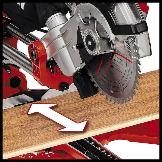 Einhell TC-SM 2131/1 Dual Φαλτσοπρίονο Ρεύματος Συρόμενο με Ισχύ 1500W, Οδηγό Laser, Δίσκο Κοπής Διαμέτρου 210mm & Ταχύτητα Κοπής 4900rpm - Image 8