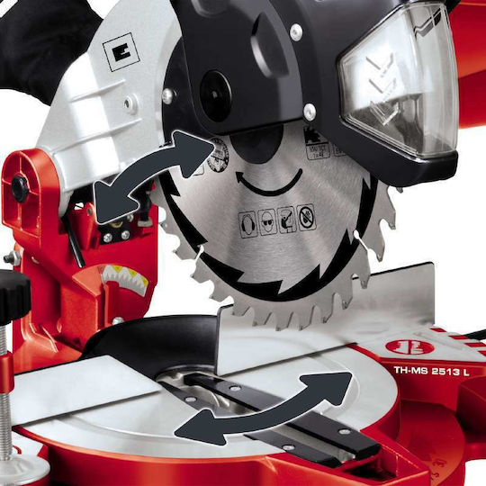 Einhell TH-MS 2513L Φαλτσοπρίονο Ρεύματος με Ισχύ 1600W, Οδηγό Laser, Δίσκο Κοπής Διαμέτρου 250mm & Ταχύτητα Κοπής 4000rpm - Image 4