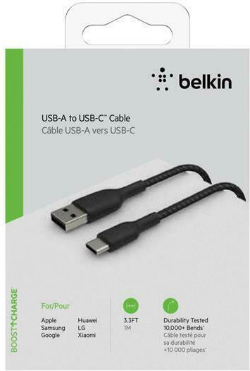 Belkin Braided USB 2.0 Cable USB-C male - USB-A 15W Μαύρο 1m (CAB002bt1MBK) - Image 6