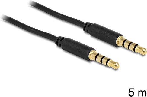 DeLock Καλώδιο TRRS 3.5mm male - 3.5mm male Μαύρο 5m (83438) - Image 2