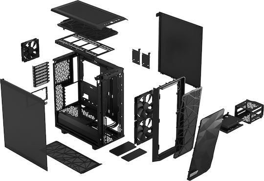 Fractal Design Meshify 2 Compact Dark Tempered Glass Gaming Midi Tower Κουτί Υπολογιστή με Πλαϊνό Παράθυρο Μαύρο - Image 9