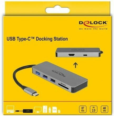 DeLock USB-C Docking Station με HDMI 4K PD Ασημί (87743) - Image 4