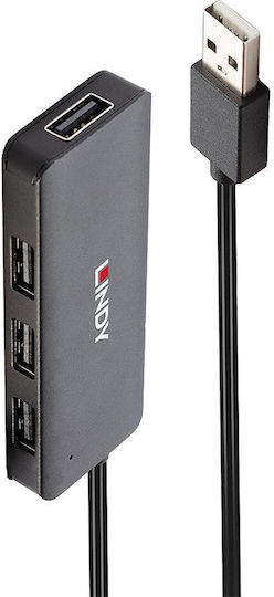 Lindy USB 2.0 Hub 4 Θυρών με σύνδεση USB-A Γκρι (42986) - Image 2