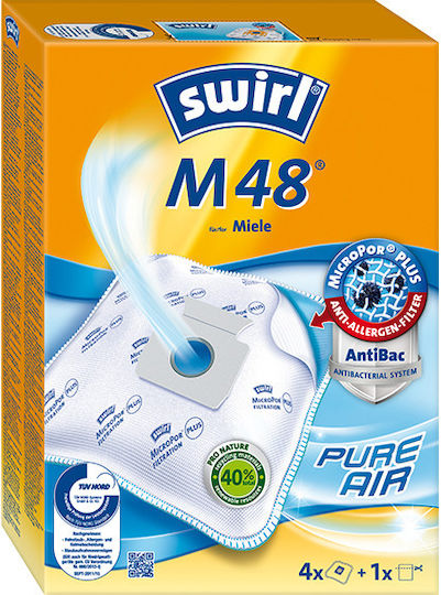 Swirl M48 Σακούλες Σκούπας 4τμχ Συμβατή με Σκούπα Miele