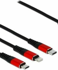 Alternative view of DeLock Regular USB to Lightning / Type-C / micro USB Cable Μαύρο 0.3m (85891)