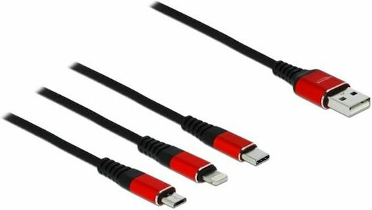 DeLock Regular USB to Lightning / Type-C / micro USB Cable Μαύρο 0.3m (85891) - Image 2