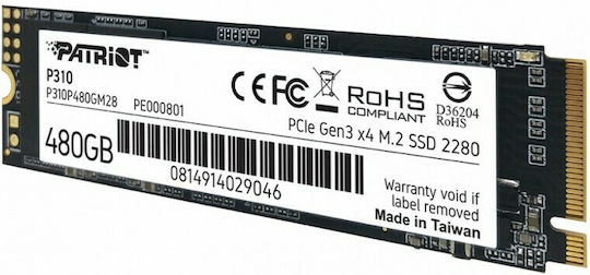 Patriot P310 SSD 480GB M.2 NVMe PCI Express 3.0 P310P480GM28 - Image 3