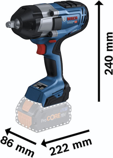 Bosch GDS 18V-1000 Brushless Μπουλονόκλειδο Μπαταρίας 18V 2x8Ah με Υποδοχή 1/2" - Image 2