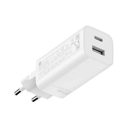 Xiaomi Φορτιστής GaN με Θύρα USB-A και Θύρα USB-C και Καλώδιο USB-C - USB-C 65W Power Delivery Λευκός (GaN BHR5515GL) - Image 5
