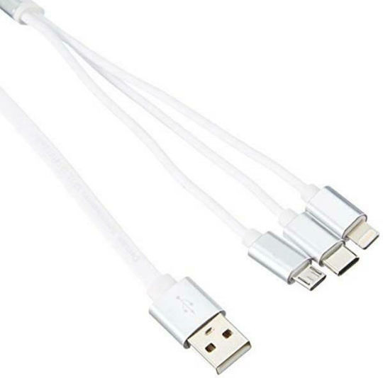 DeLock Retractable USB to Lightning / Type-C / micro USB Cable Λευκό 0.98m (85850) - Image 2