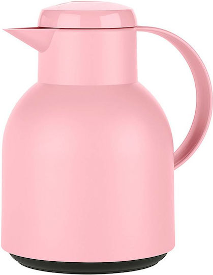 Emsa Samba Wave Vacuum Jug Quick Press Κανάτα Θερμός Πλαστικό 1lt Ροζ με Λαβή 600022 - Image 2