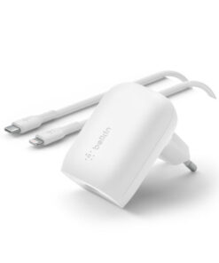 Belkin Φορτιστής με Θύρα USB-C και Καλώδιο Lightning 30W Power Delivery Λευκός (WCA005VF1MWH-B5)