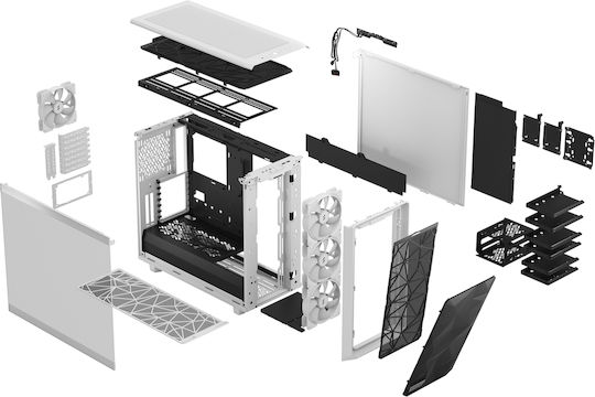 Fractal Design Meshify 2 Midi Tower Κουτί Υπολογιστή με Πλαϊνό Παράθυρο και RGB Φωτισμό White TG Clear Tint - Image 3